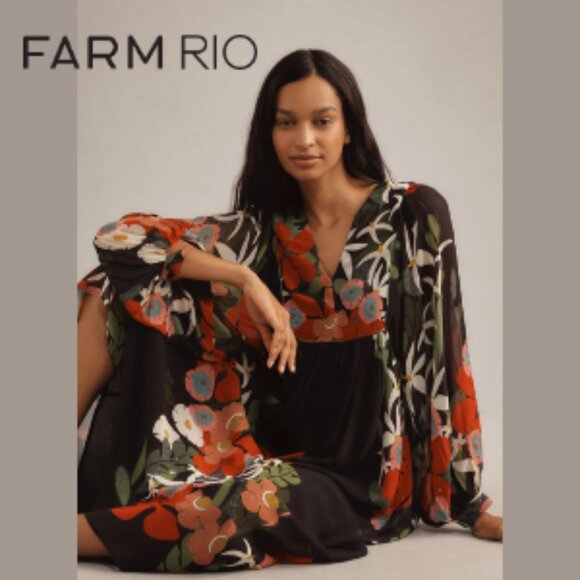 Farm Rio Floral Maxi Dress - L - NWT - Picture 2 of 6